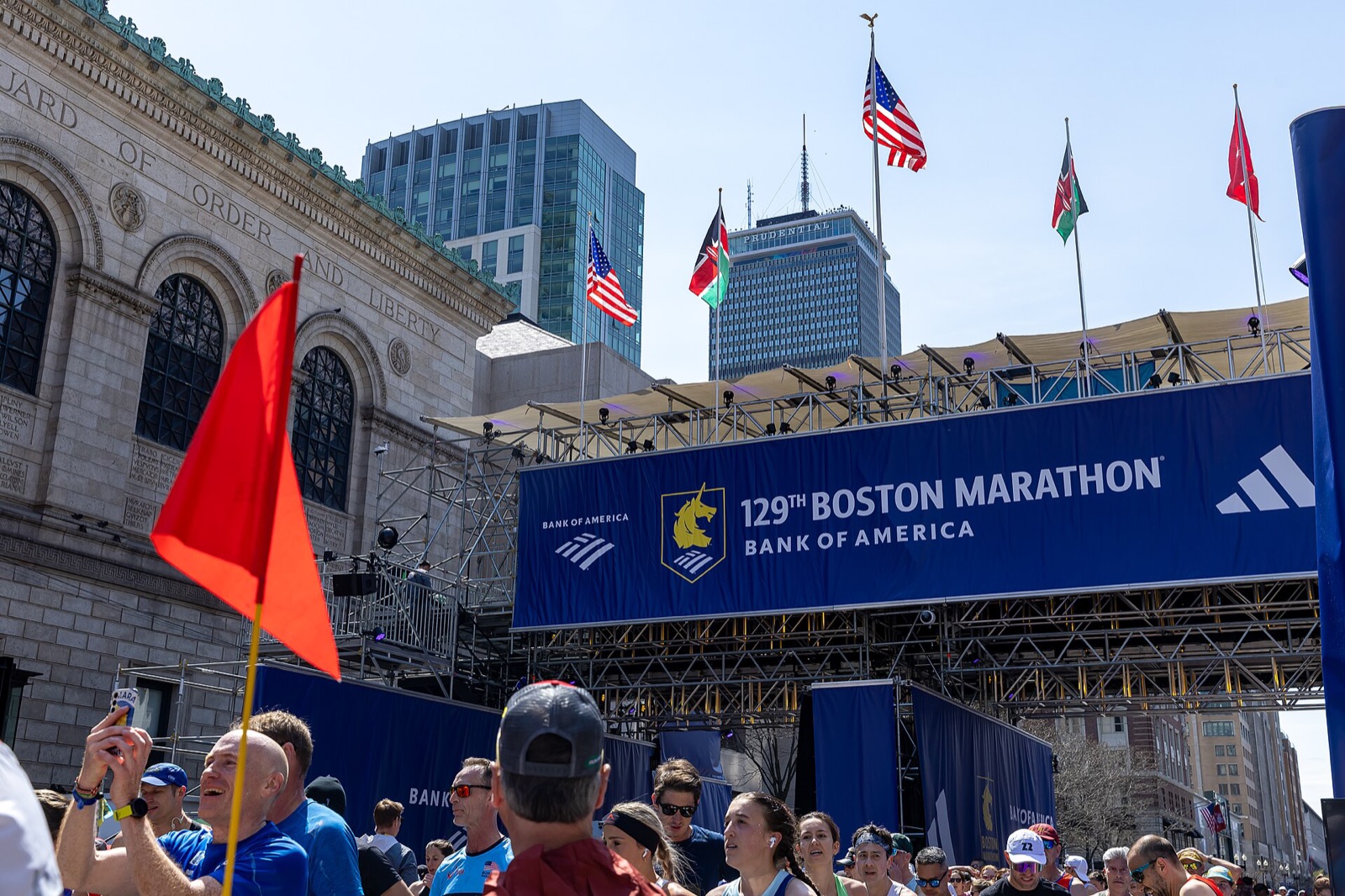 The Boston Marathon finish line on Boylston Street at Copley Square